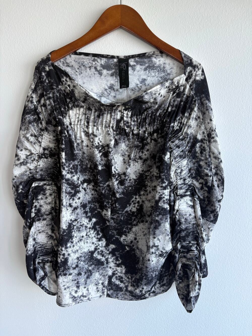 Zero + Maria Cornejo Black White Marbled Pattern Blouse NWOT Medium Women’s